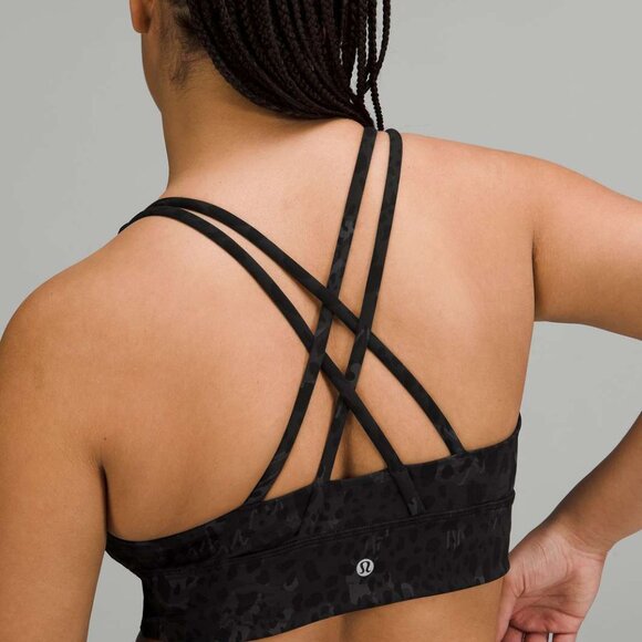 Lululemon Energy Longline Bra Medium Support B–D Cups Cheetah Camo Deep Coal - Picture 3 of 8